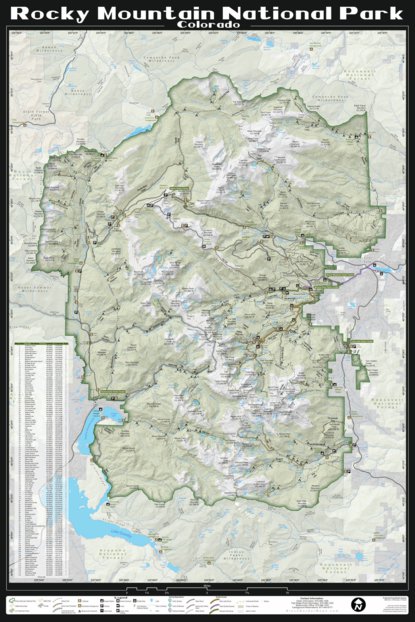 Rocky Mountain National Park Recreation Map by Black Border Maps