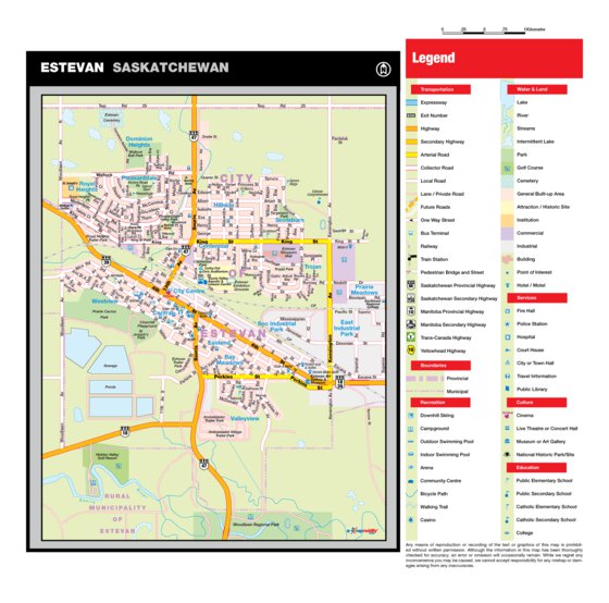 Estevan, SK Map by Mapmobility Corp. Avenza Maps