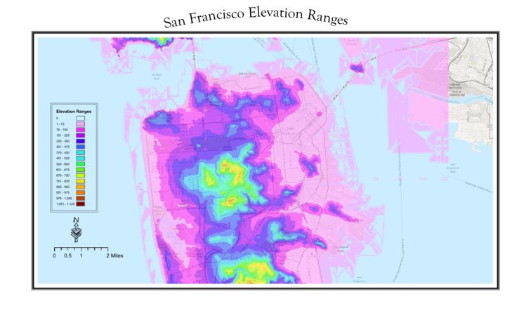 San Francisco Elevation Ranges Map by Segoviano | Avenza Maps