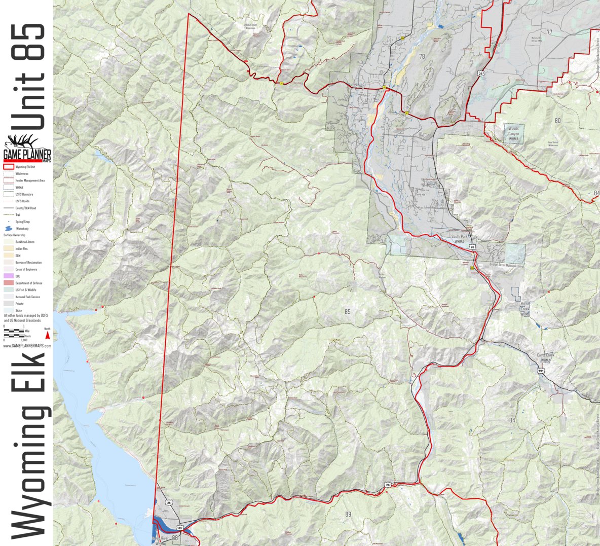 Wyoming Elk Unit 85 Map by Game Planner Maps | Avenza Maps
