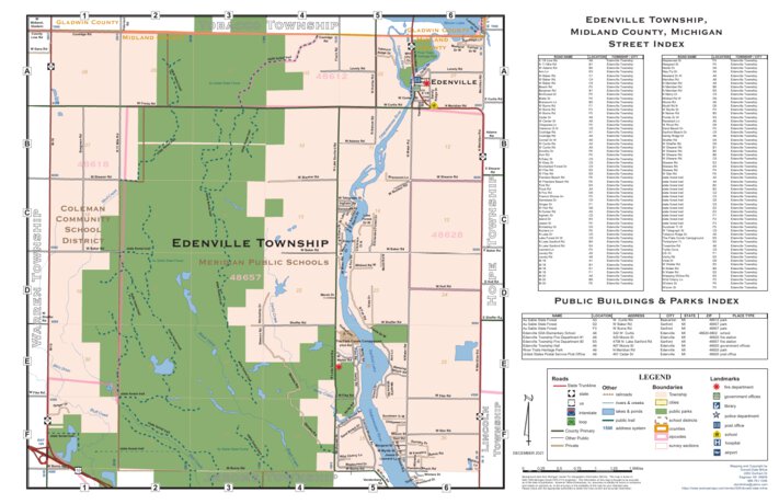 Edenville Township, Midland County, Michigan Map by Donald Dale Milne