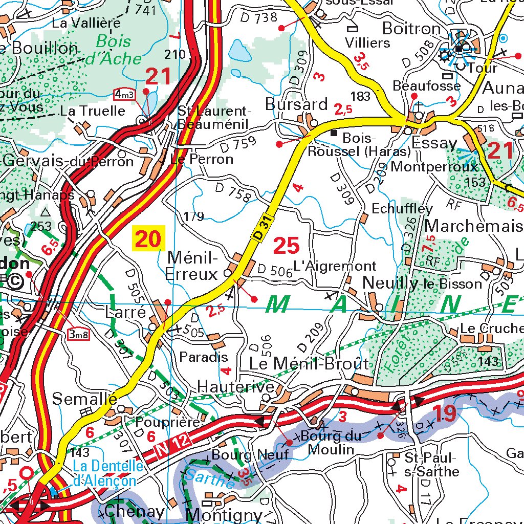 Mayenne Orne Sarthe Map By Michelin Avenza Maps mayenne-orne-sarthe-map-by-michelin-avenza-maps