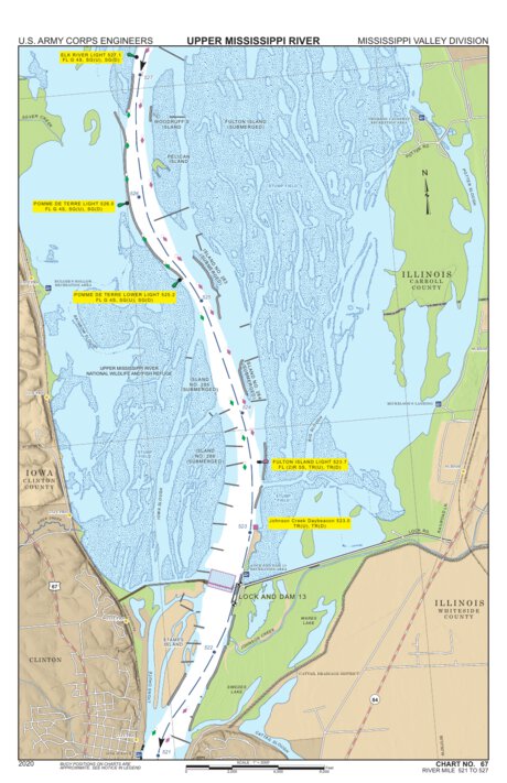 Chart 67 - Upper Mississippi River Miles 527-521 Map by US Army Corps