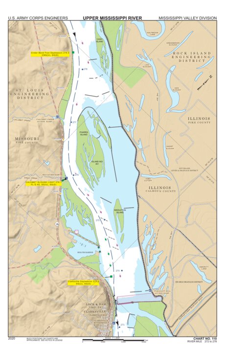 Chart 110 - Upper Mississippi River Miles 278-272 Map by US Army Corps