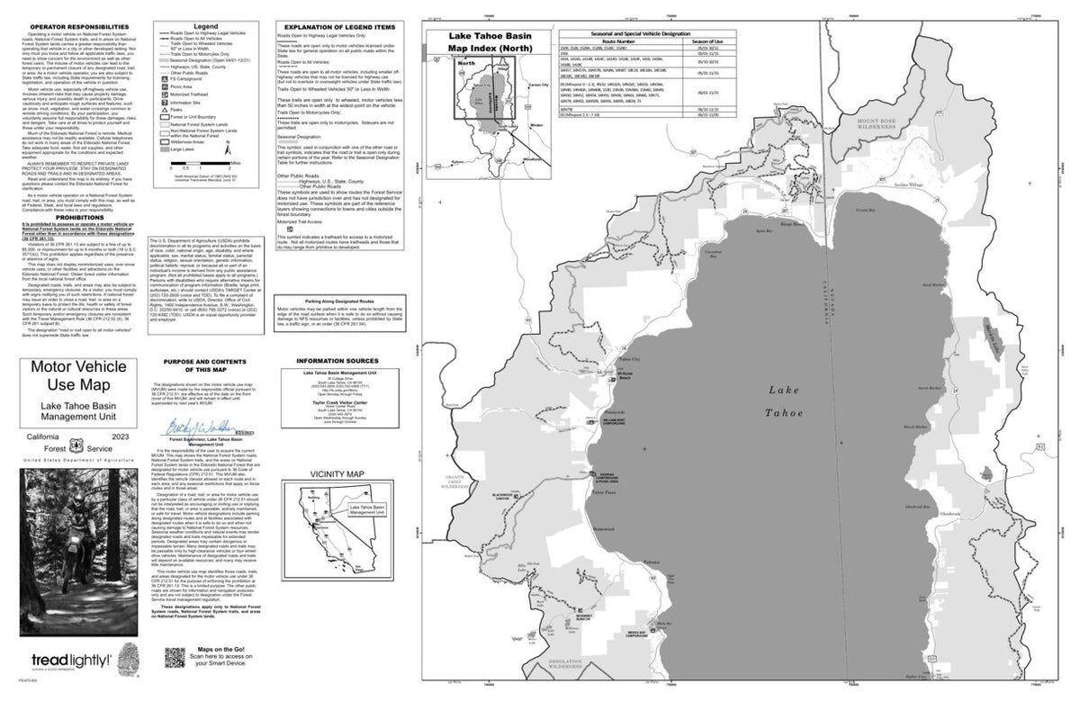 Lake Tahoe Basin MVUM (north) Map by US Forest Service R5 | Avenza Maps