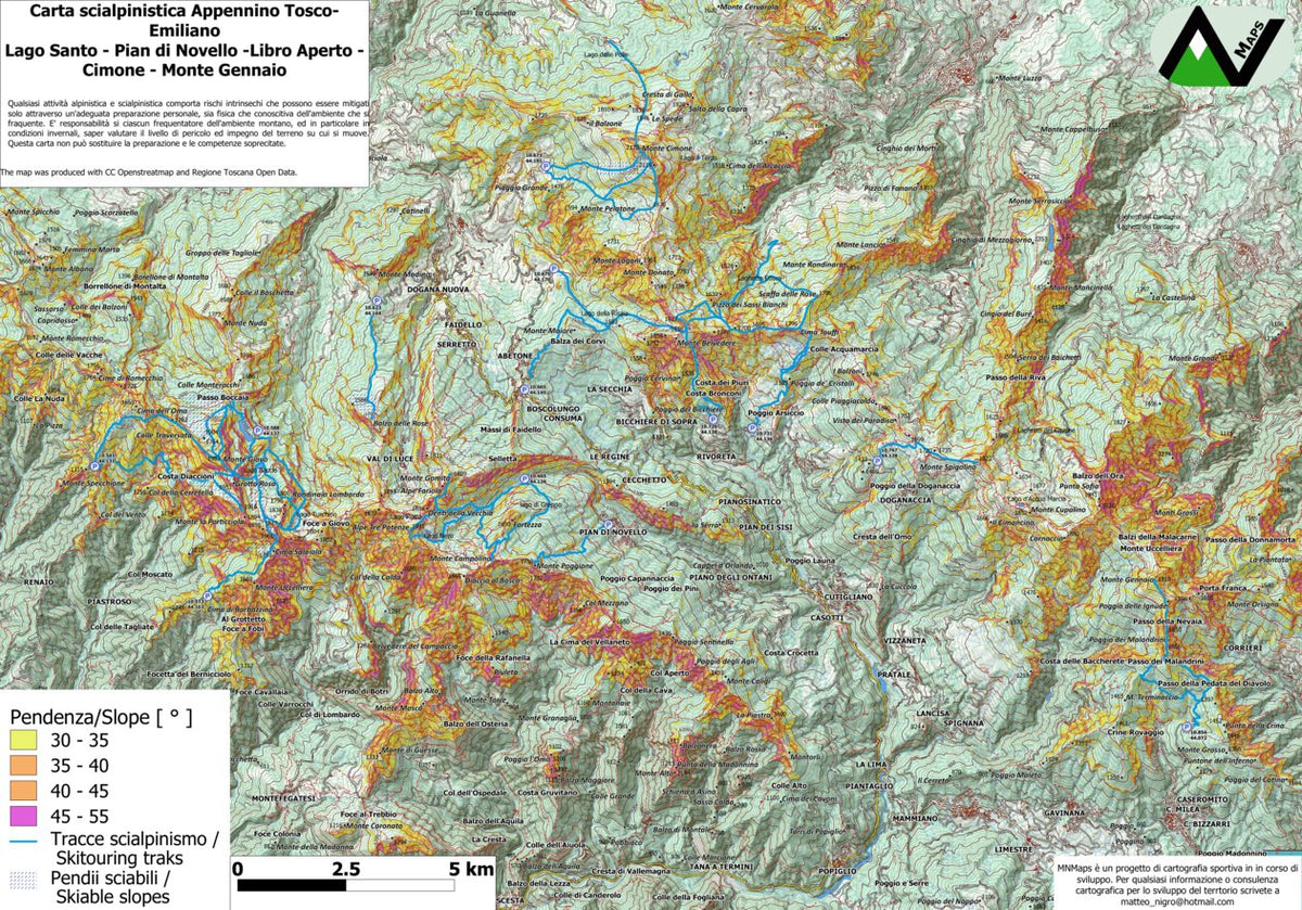 Carta Scialpinistica Appennino Tosco Emiliano Map by MNMaps | Avenza Maps