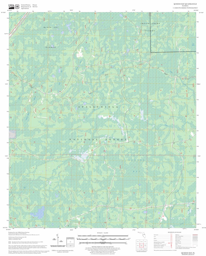 Queens Bay, FL FSTopo Legacy Map by US Forest Service - Topo | Avenza Maps