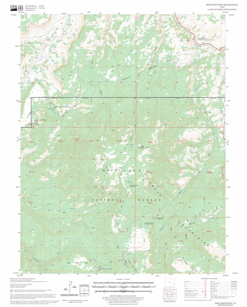 Shay Mountain, UT FSTopo Legacy Map by US Forest Service