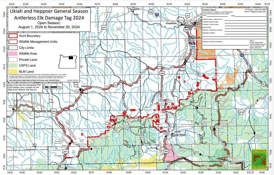 [GSAEDT] Ukiah and Heppner Map by Oregon Department of Fish and