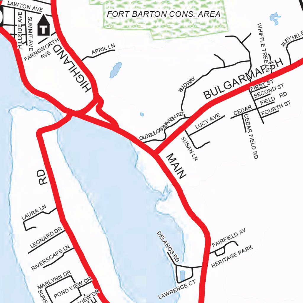 Highway Map of Newport County (Tiverton/Little Compton) Rhode Island