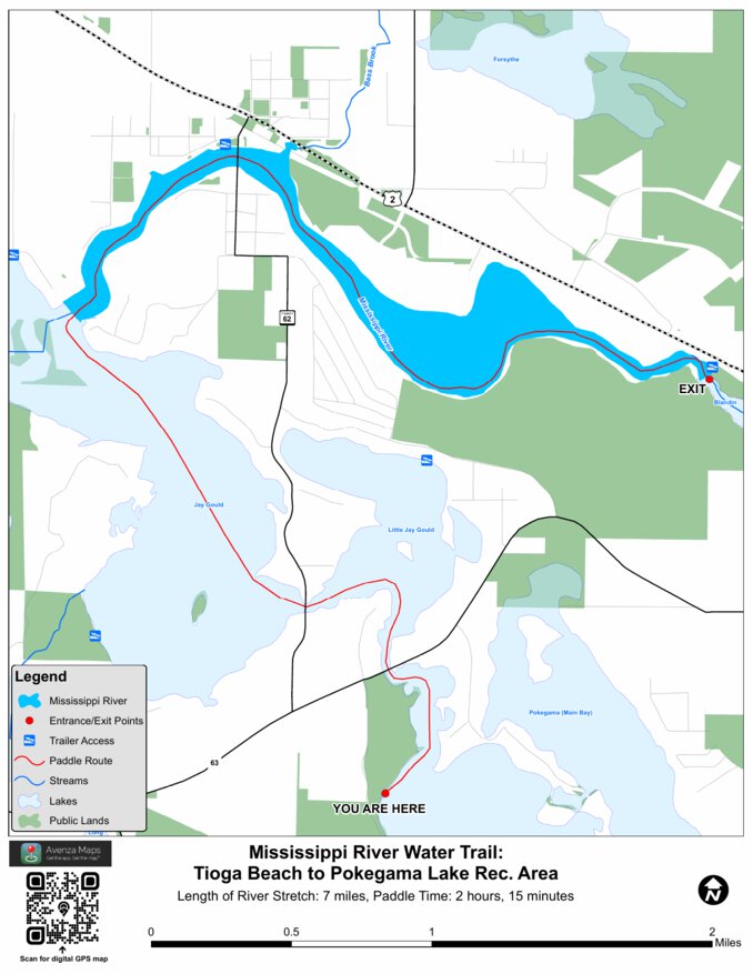 Mississippi River Water Trail - Tioga Beach to Pokegama Dam Map by