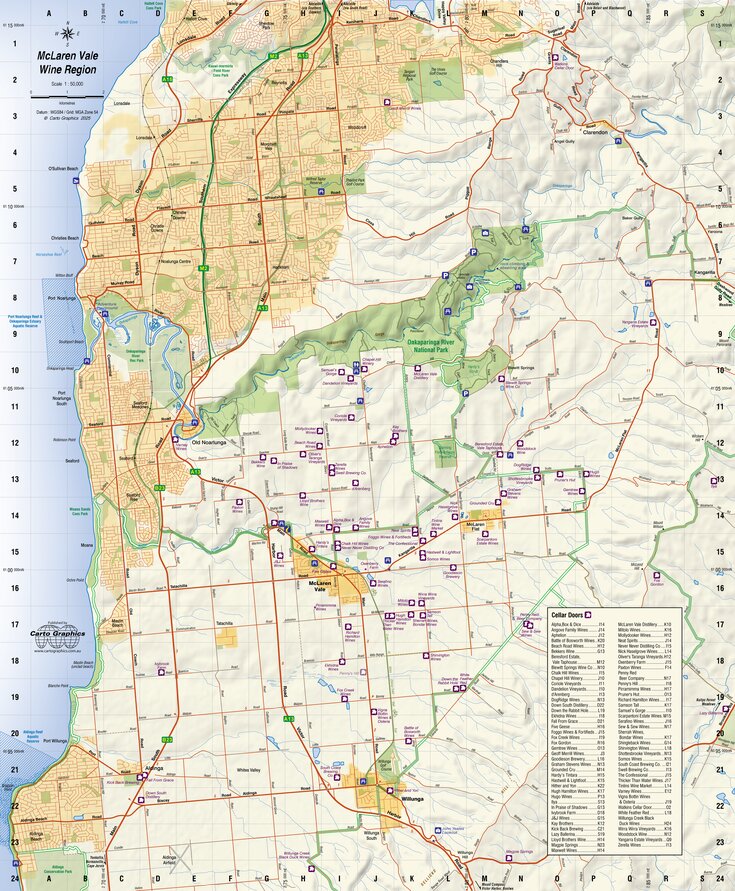 McLaren Vale Wine Region Map by Carto Graphics | Avenza Maps
