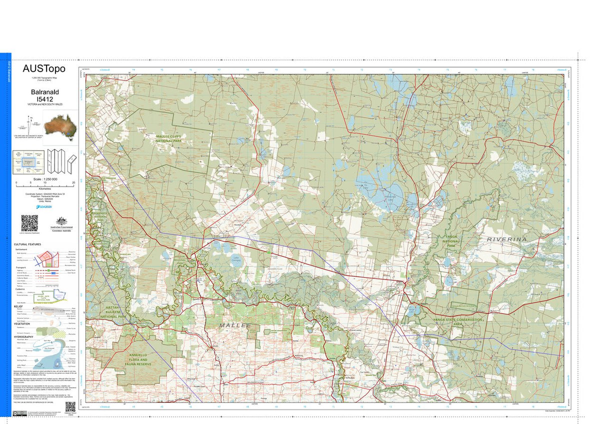 Balranald I5412 Map by Geoscience Australia | Avenza Maps