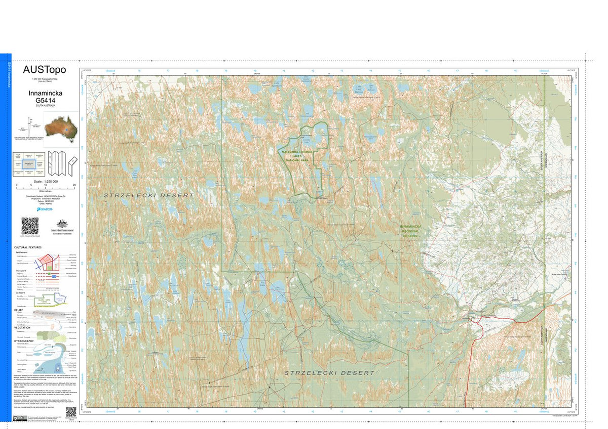 Innamincka G5414 Map by Geoscience Australia | Avenza Maps