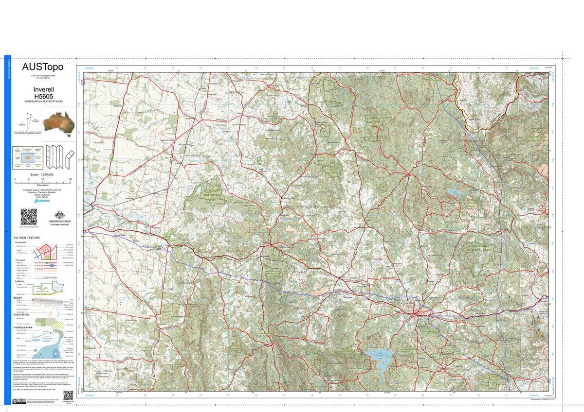Inverell H5605 Map by Geoscience Australia | Avenza Maps