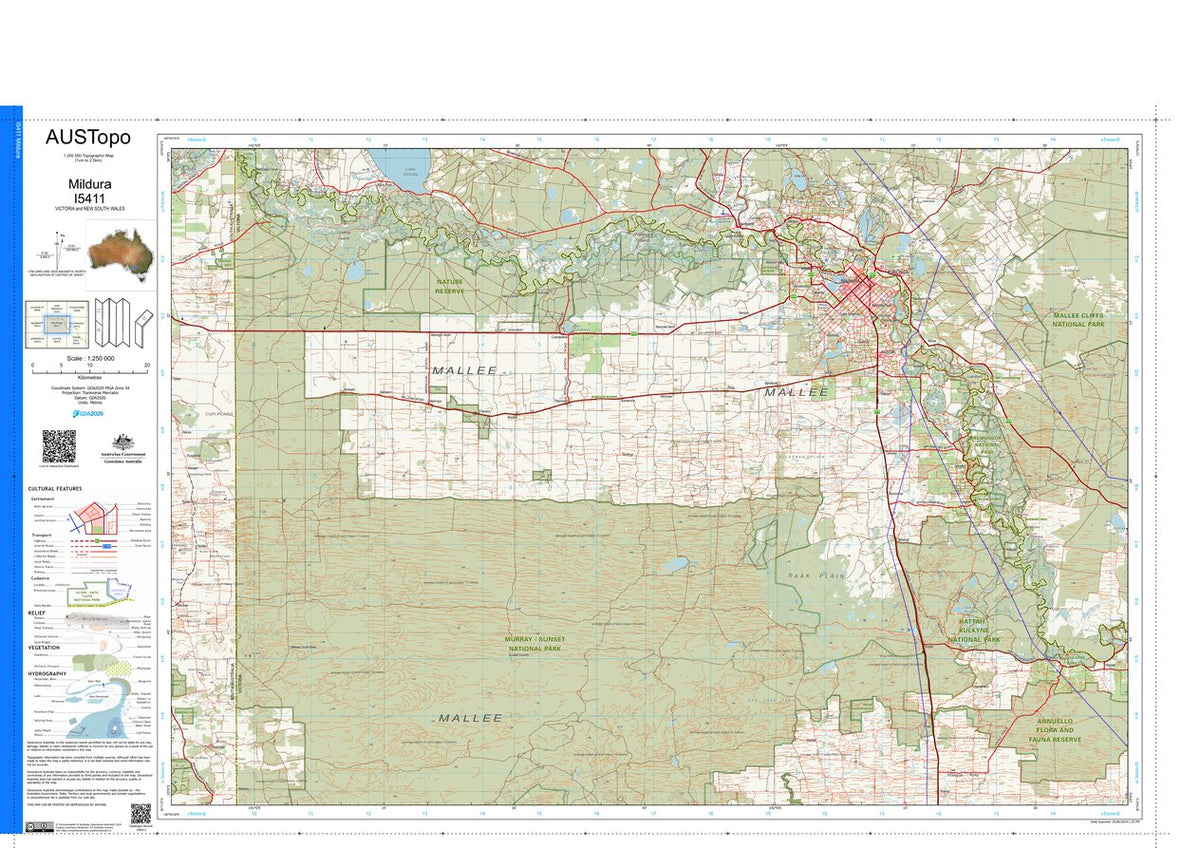 Mildura I5411 Map by Geoscience Australia | Avenza Maps