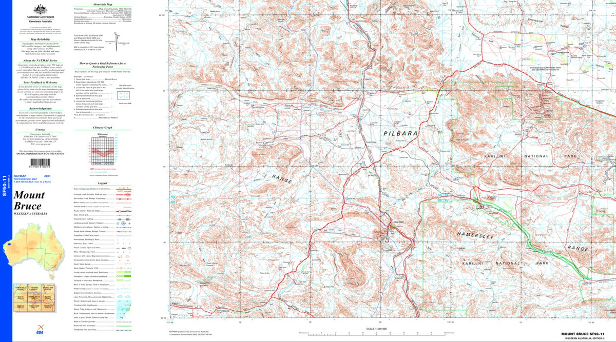 Mount Bruce SF50 - 11 Map by Geoscience Australia | Avenza Maps