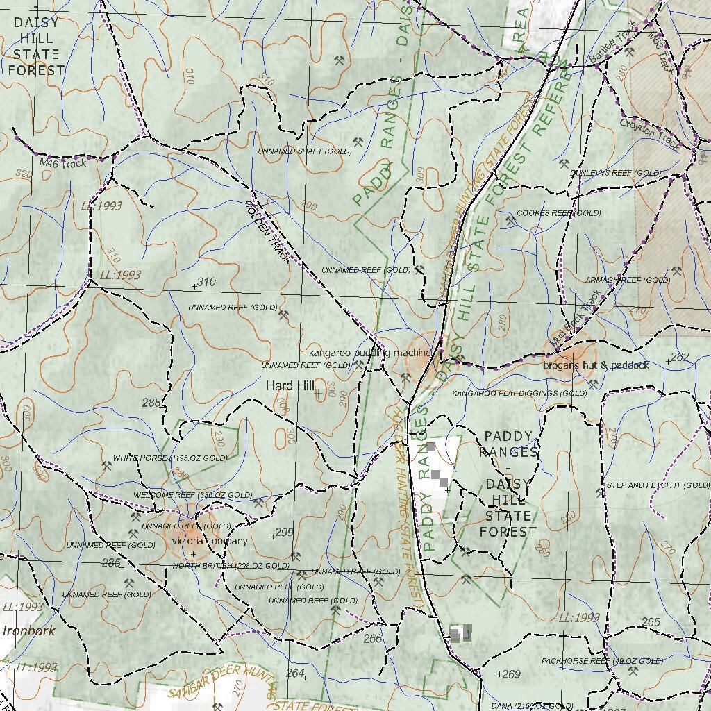 Getlost Map 76234 MARYBOROUGH Victoria Topographic Map V16b 125,000