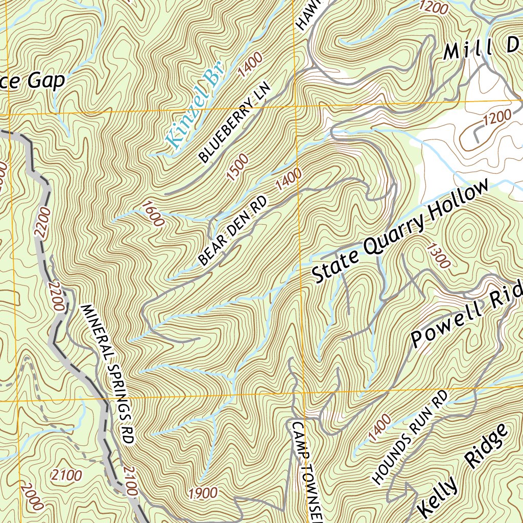 NPS/USGS 2016 Kinzel Springs Topographic Map by Great Smoky Mountains