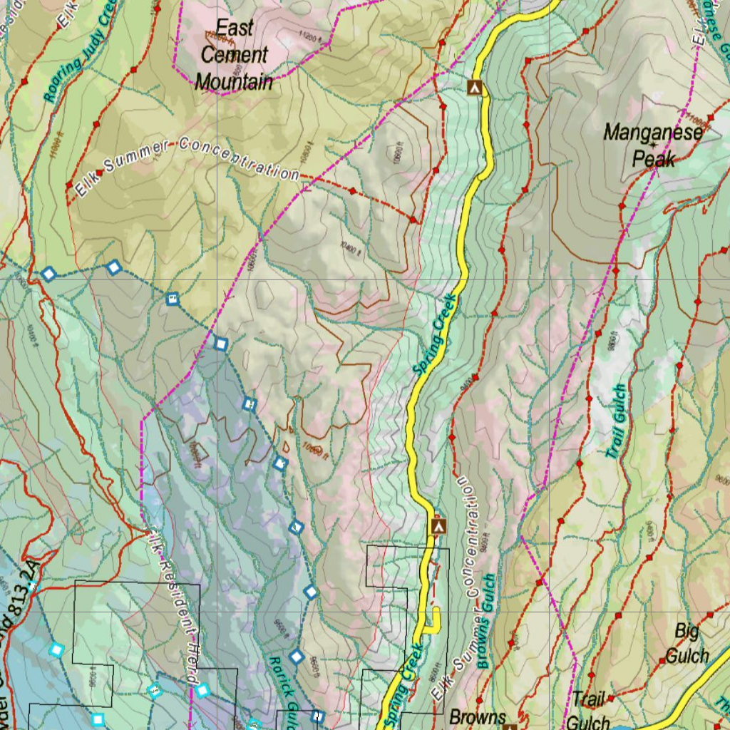 CO Unit 55 Elk Concentrations and Migration Map by HuntData LLC ...