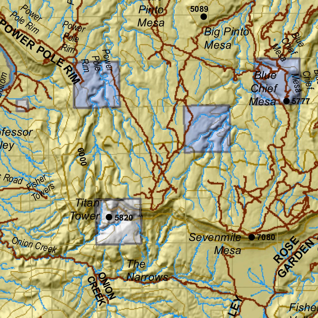 La Sal, La Sal Mtns. Utah Mule Deer Hunting Unit Map with Land Ownership by HuntData LLC
