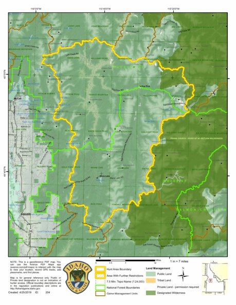 General Season Hunt Areas - Deer - Unit 25 Map by Idaho Department of