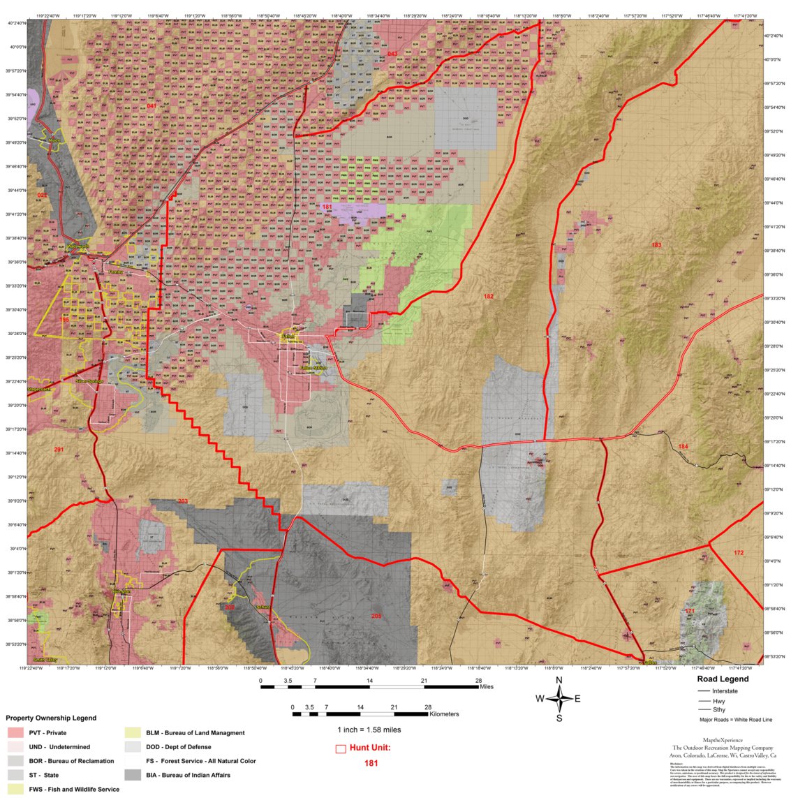 Nevada Hunt Unit 181 Hunt Nevada Map By Map The Xperience Avenza Maps 8007