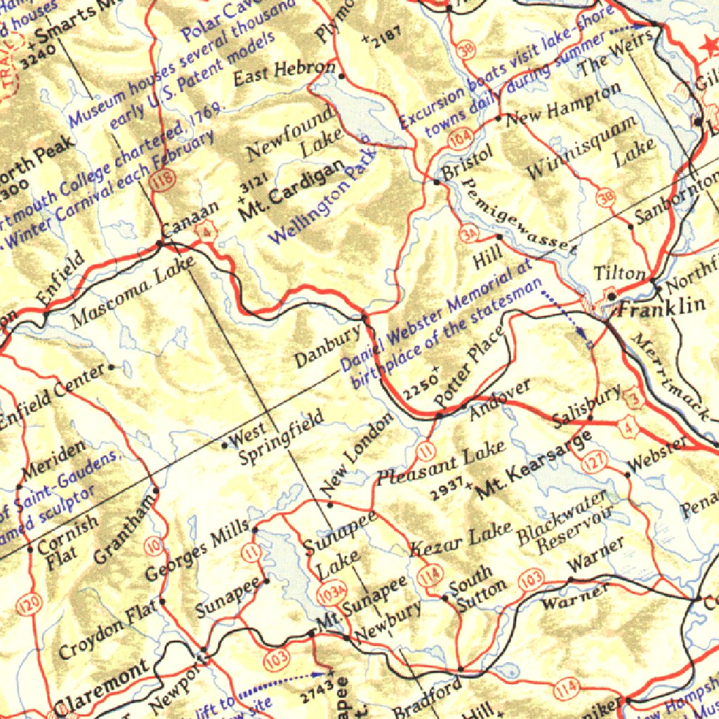 Map of New England with Descriptive Notes 1955 by National Geographic