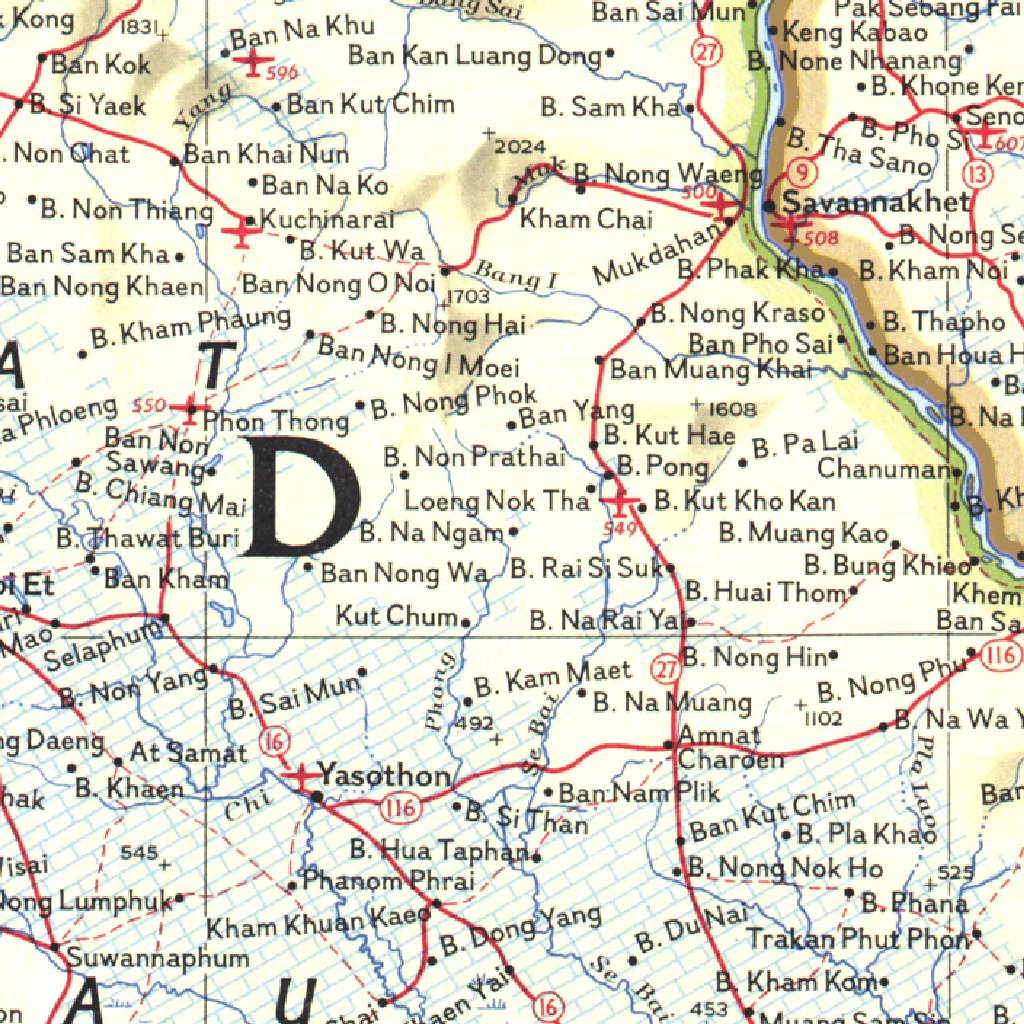 Vietnam, Cambodia, Laos, & Thailand 1967 Map by National Geographic