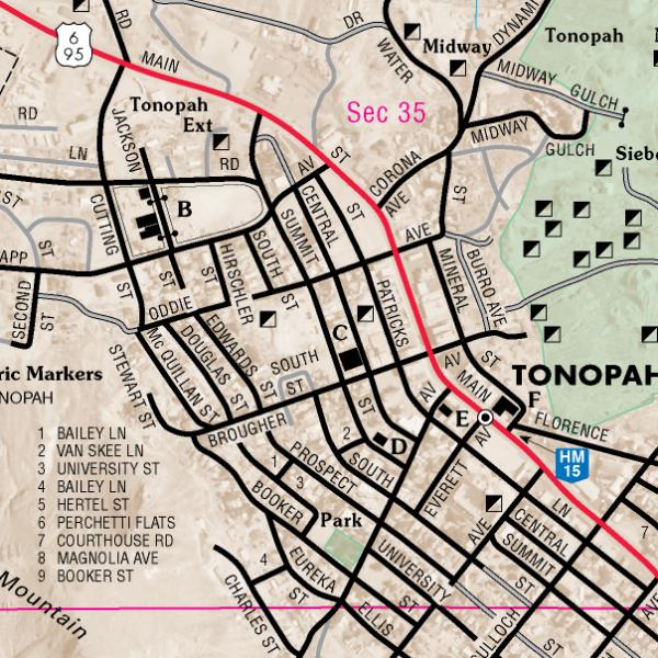 Tonopah Area Map by Nevada Department of Transportation Avenza Maps
