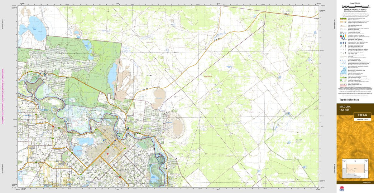 Mildura 7329-N Map by NSW Government Spatial Services | Avenza Maps