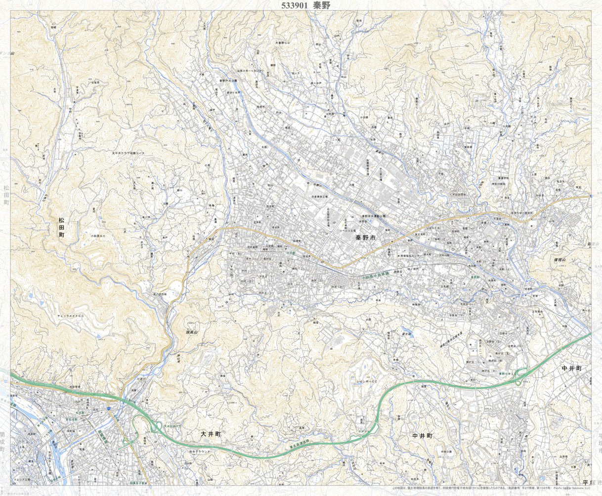 533901 秦野（はだの Hadano）, 地形図 Map by Pacific Spatial 