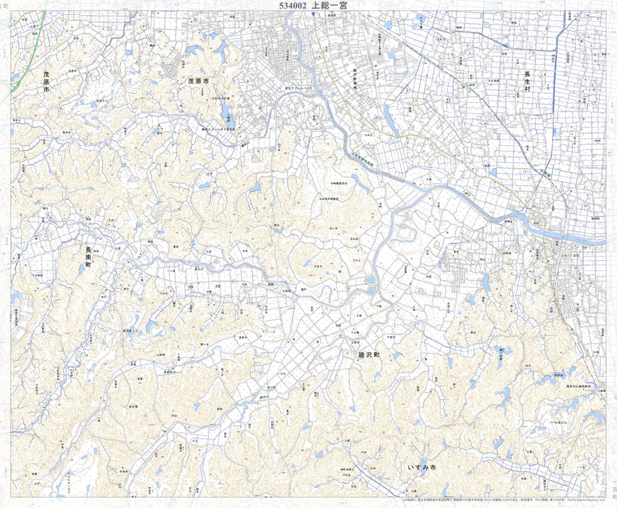534002 上総一宮（かずさいちのみや Kazusaichinomiya）, 地形図 Map