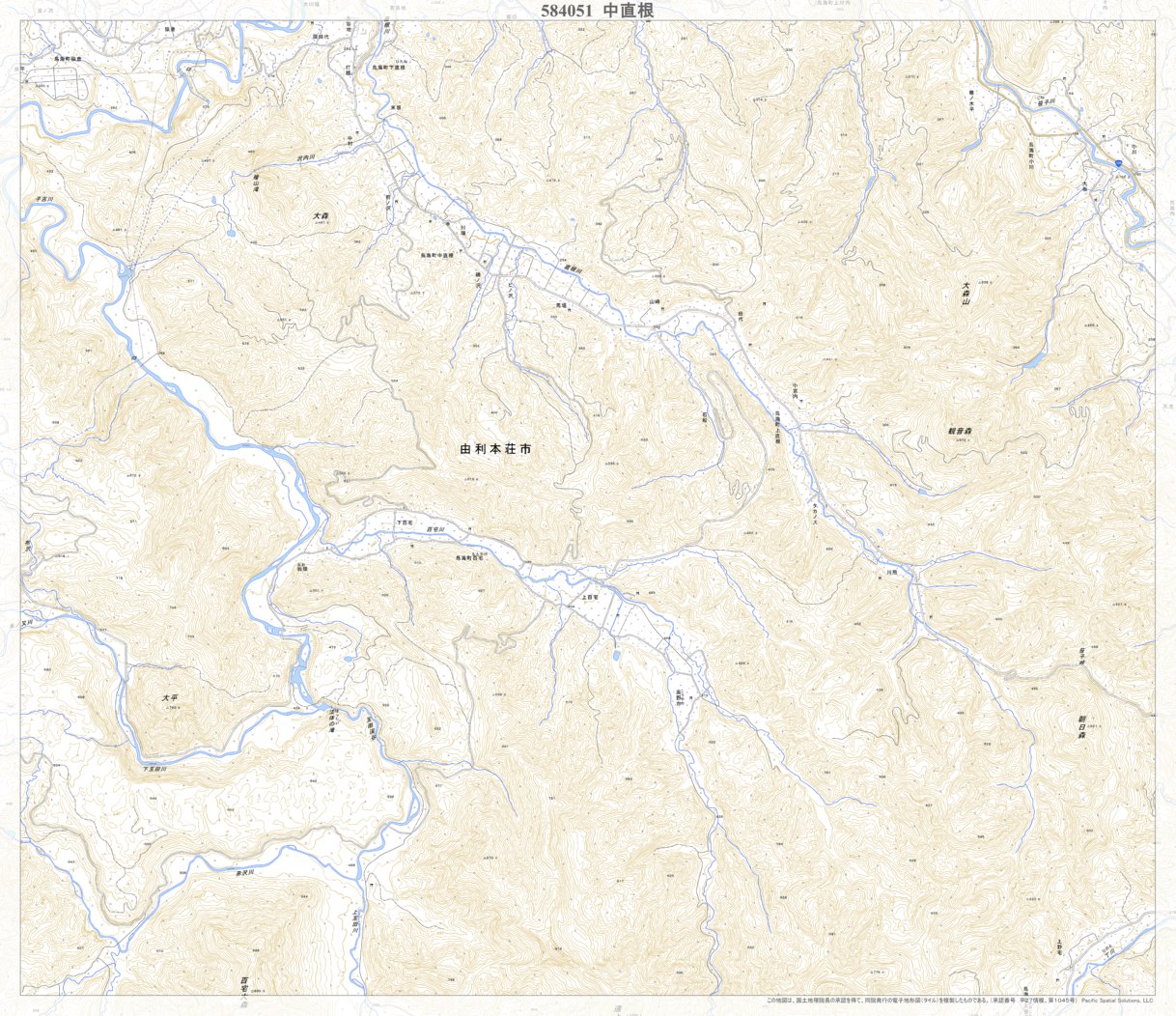 584051 中直根 （なかひたね Nakahitane）, 地形図 Map by Pacific
