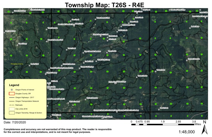 Umpqua Hot Springs T26S R4E Township Map by Super See Services | Avenza