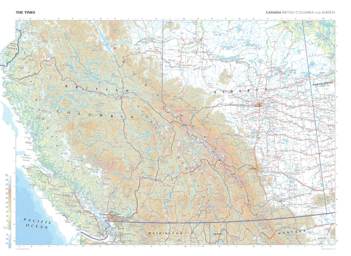 The Times Map of British Columbia and Alberta (Canada) by Times Maps ...