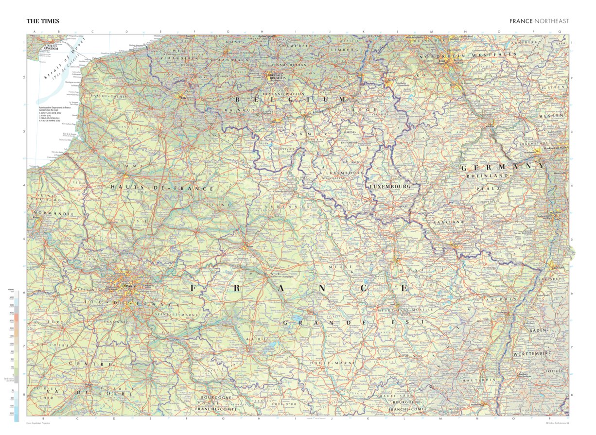 The Times Map of France (Northeast) by Times Maps | Avenza Maps