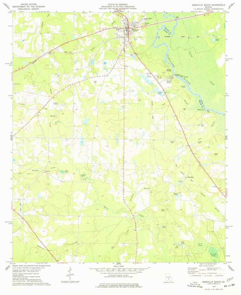 Abbeville South, GA (1974, 24000Scale) Map by United States Geological