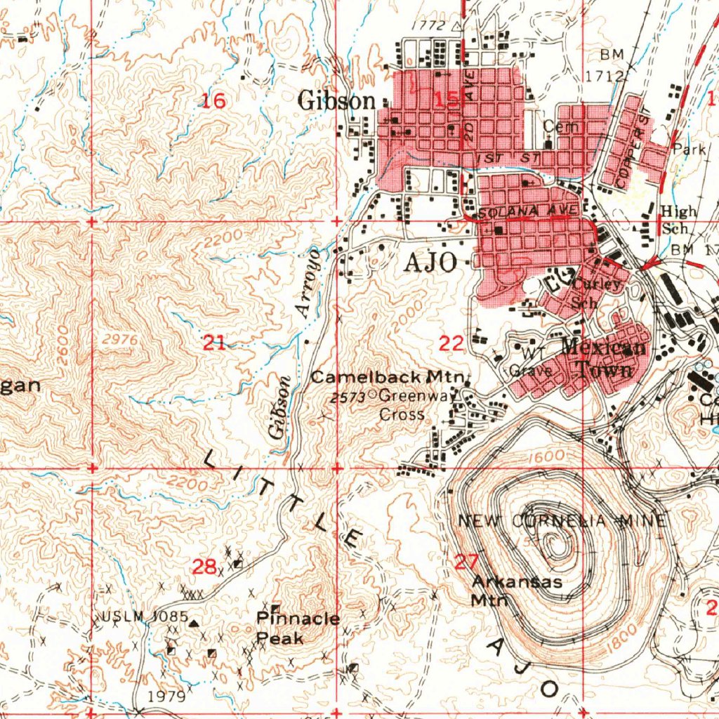 Ajo, AZ (1963, 62500Scale) Map by United States Geological Survey