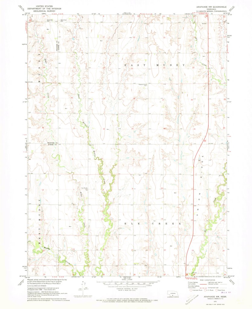 Arapahoe NW, NE (1971, 24000Scale) Map by United States Geological Survey Avenza Maps