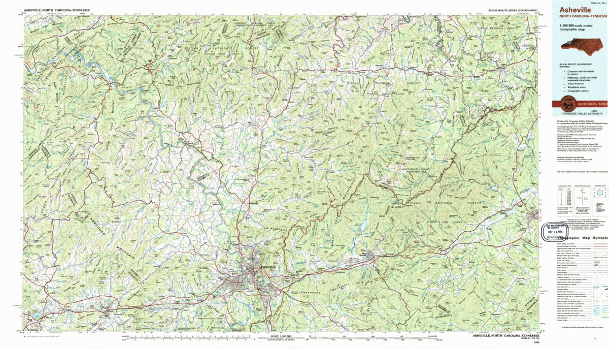 Asheville, NC-TN (1985, 100000-Scale) Map by United States Geological