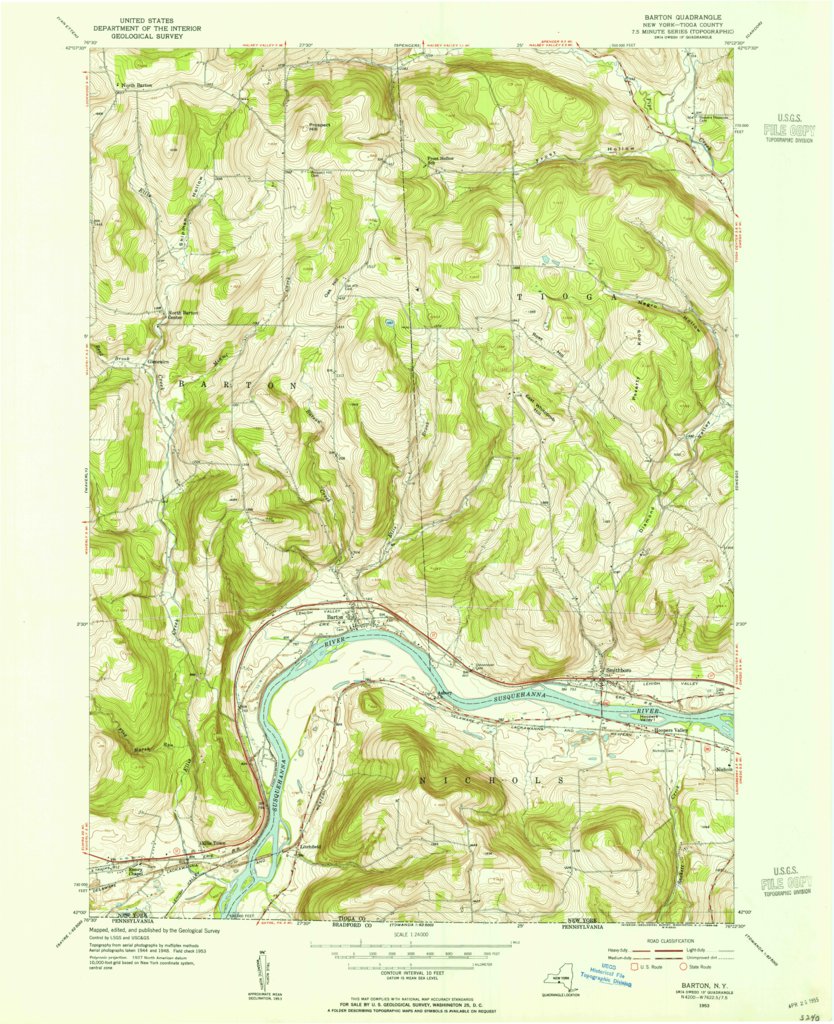 Barton, NY (1953, 24000Scale) Map by United States Geological Survey
