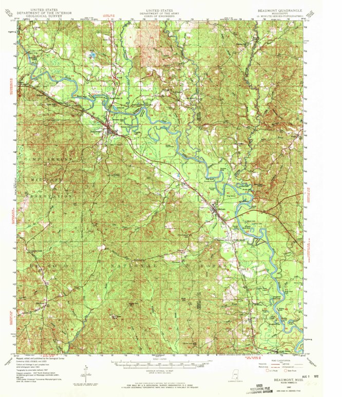 Beaumont, Ms (1947, 62500-scale) Map By United States Geological Survey 