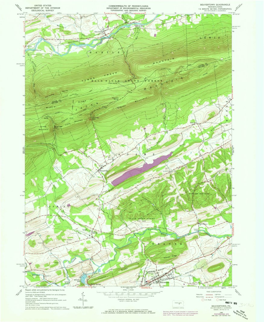 Beavertown, PA (1965, 24000Scale) Map by United States Geological Survey Avenza Maps