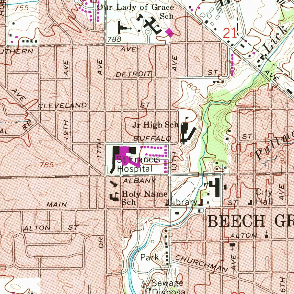 Beech Grove, IN (1967, 24000Scale) Map by United States Geological