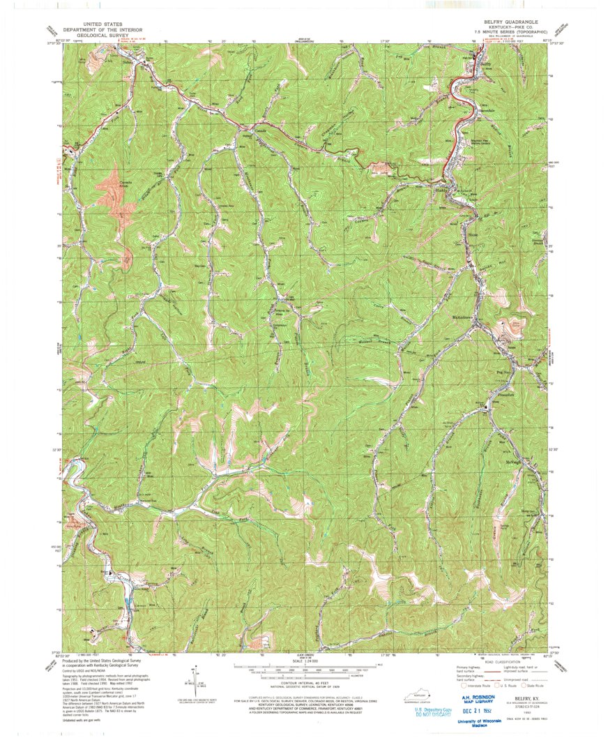 Belfry Ky 1992 24000 Scale Map By United States Geological Survey Avenza Maps 7461