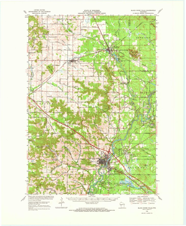 Black River Falls, WI (1968, 62500-Scale) Map by United States ...
