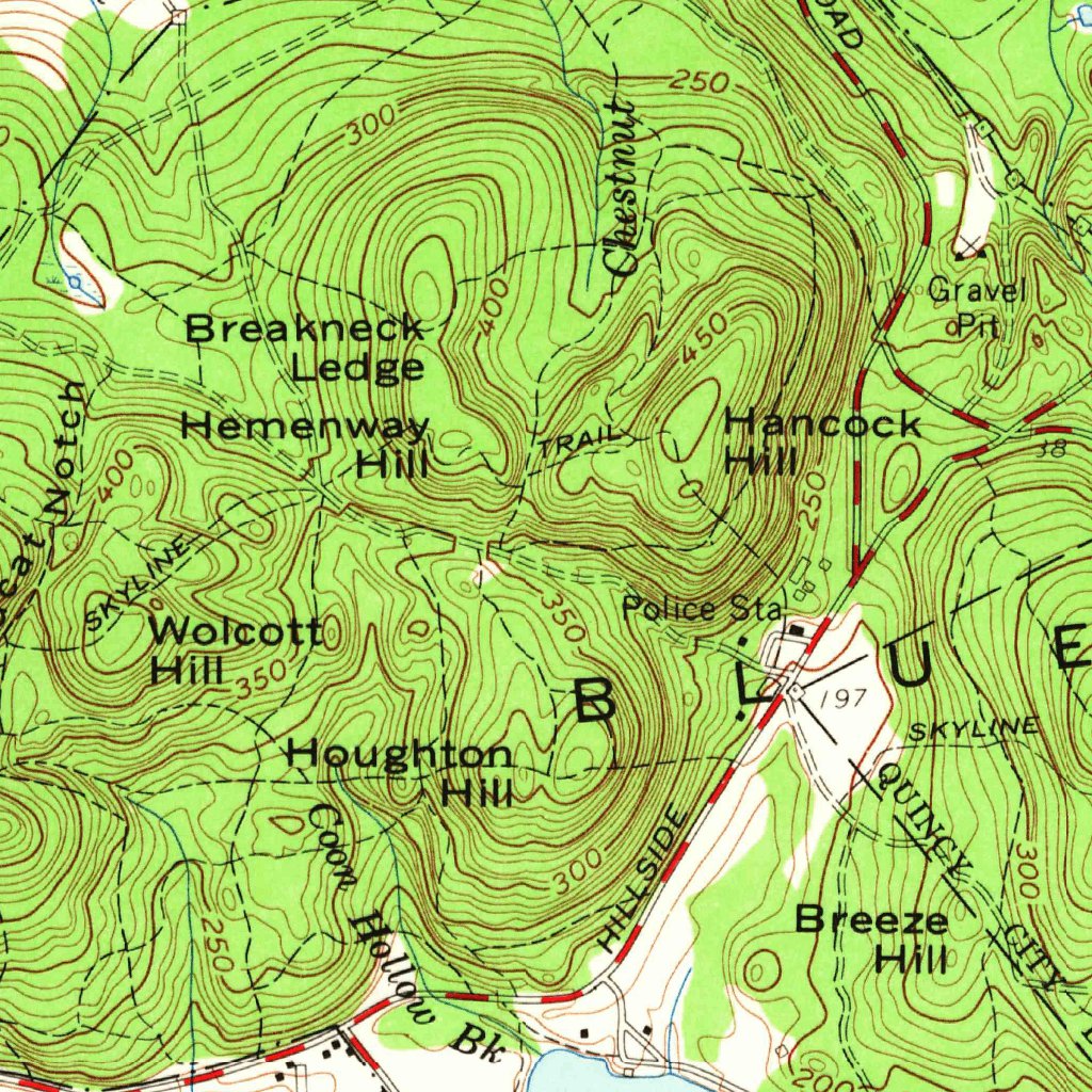 Blue Hills, MA (1958, 24000Scale) Map by United States Geological