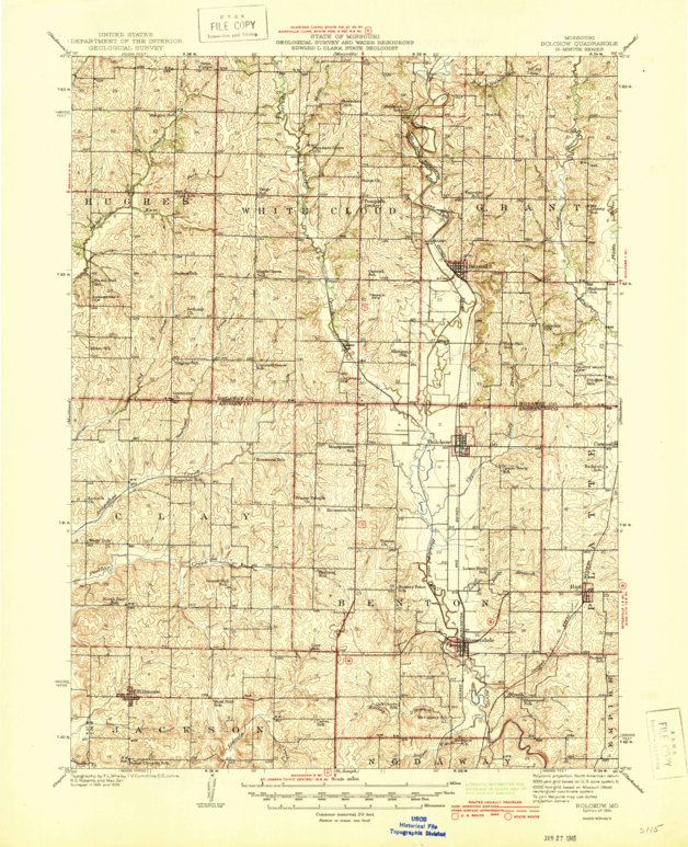 Bolckow, MO (1945, 62500Scale) Map by United States Geological Survey