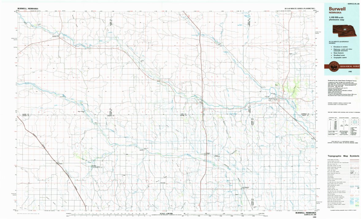 Burwell, NE (1985, 100000Scale) Map by United States Geological Survey Avenza Maps
